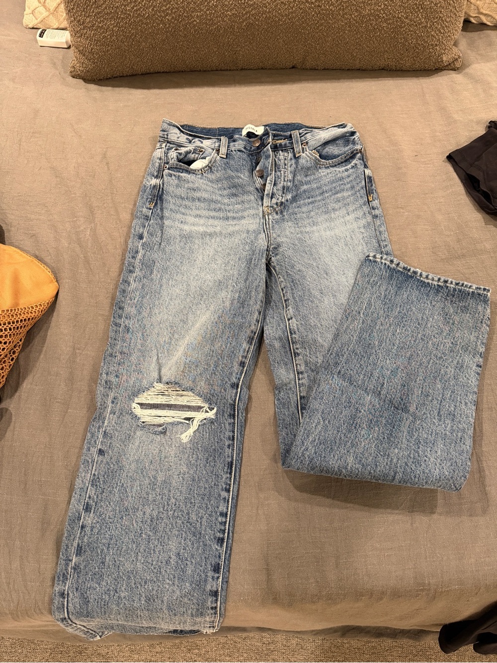 pistola Light Blue Distressed Straight-Leg Jeans